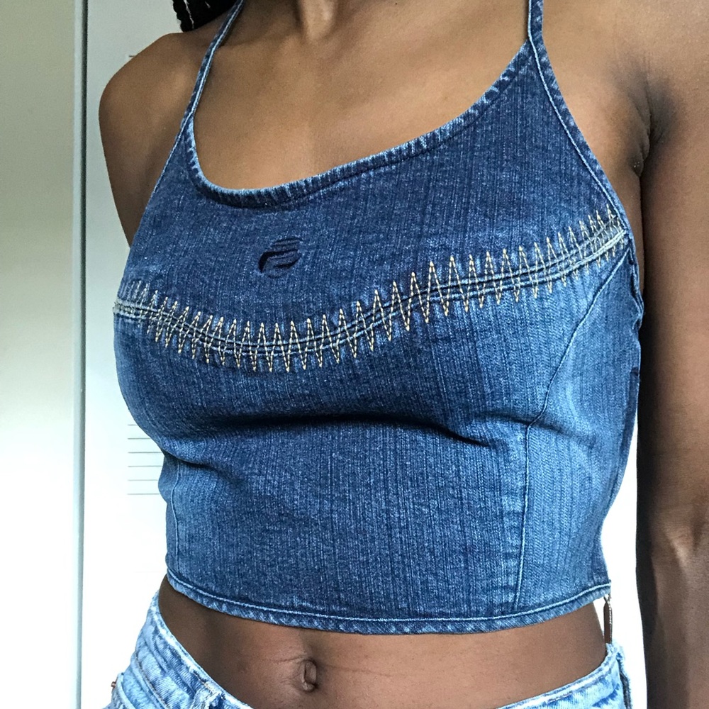 Y2K Denim Cropped Tank Top by Pepe Jeans